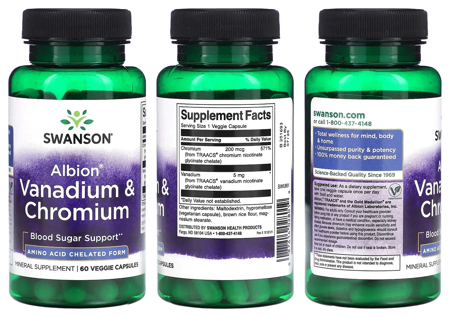 Swanson, Albion Vanadium & Chromium packaging
