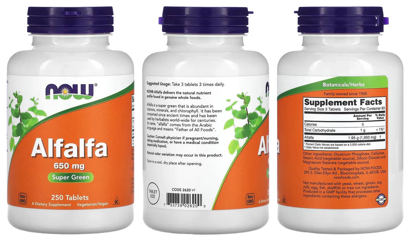 NOW Foods, Alfalfa packaging