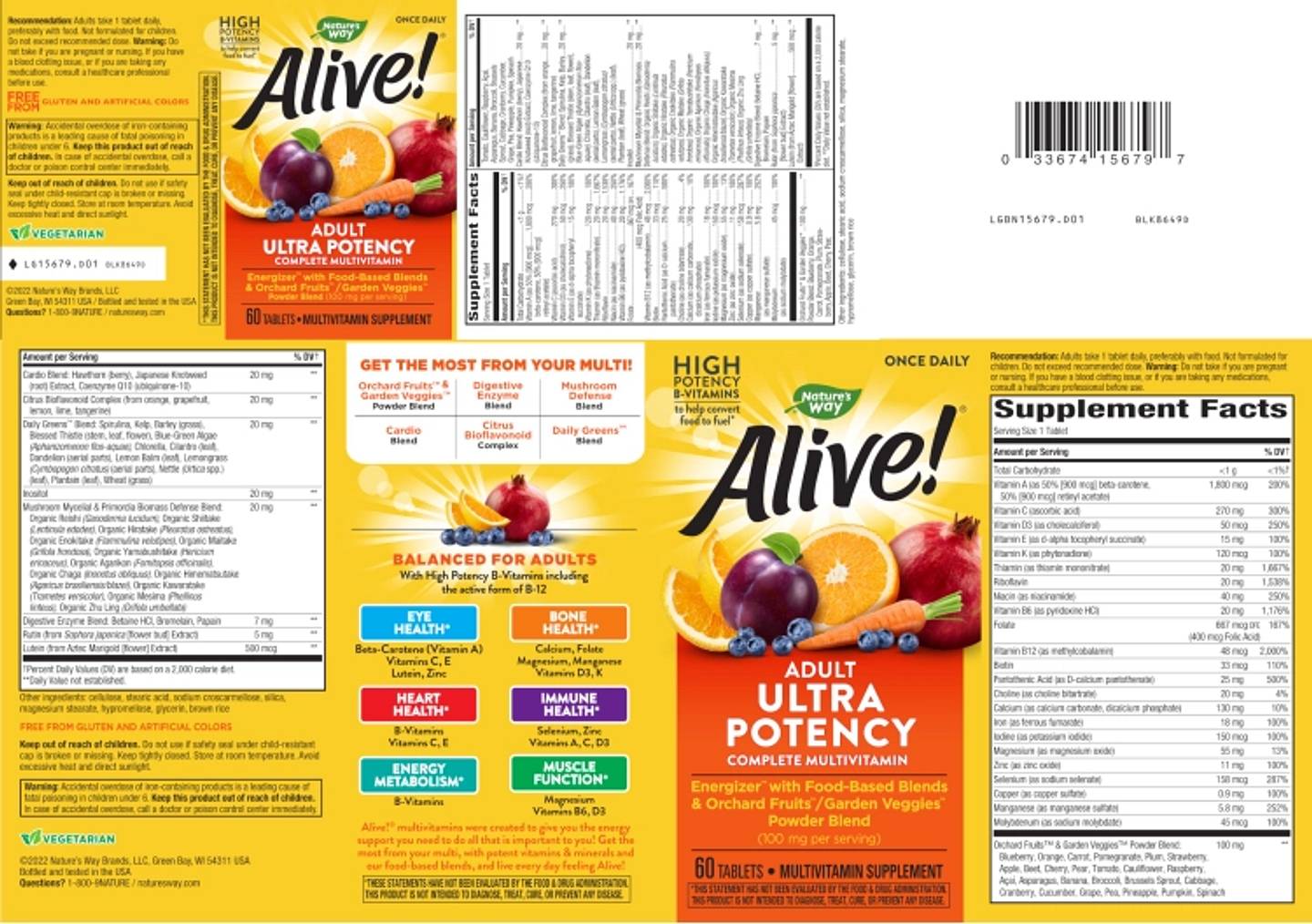 Nature's Way, Alive! Adult Ultra Potency Complete Multivitamin label