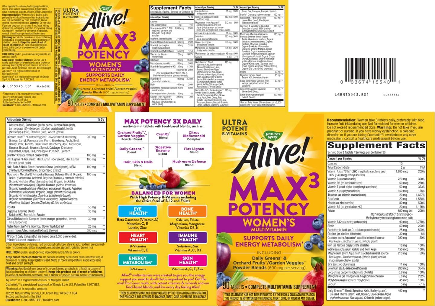 Nature's Way, Alive! Max3 Potency label