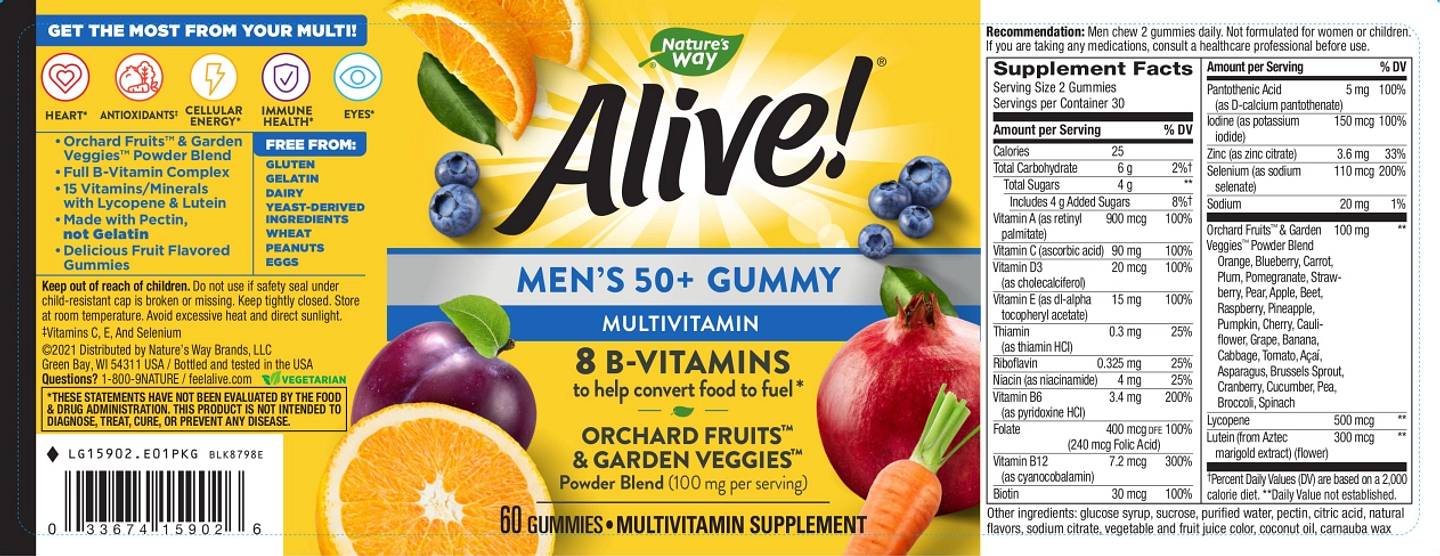 Nature's Way, Alive! Men's 50+ Multivitamin Gummy label