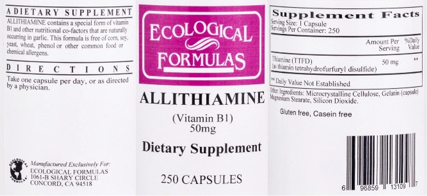 Ecological Formulas, All Thiamine label