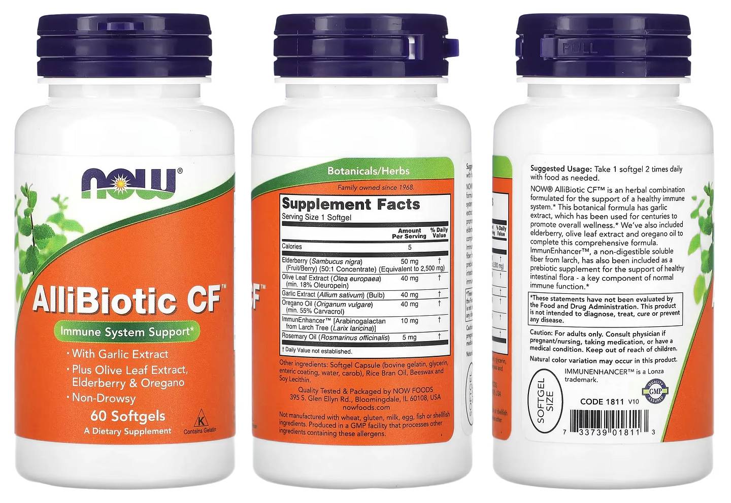 NOW Foods, AlliBiotic CF packaging