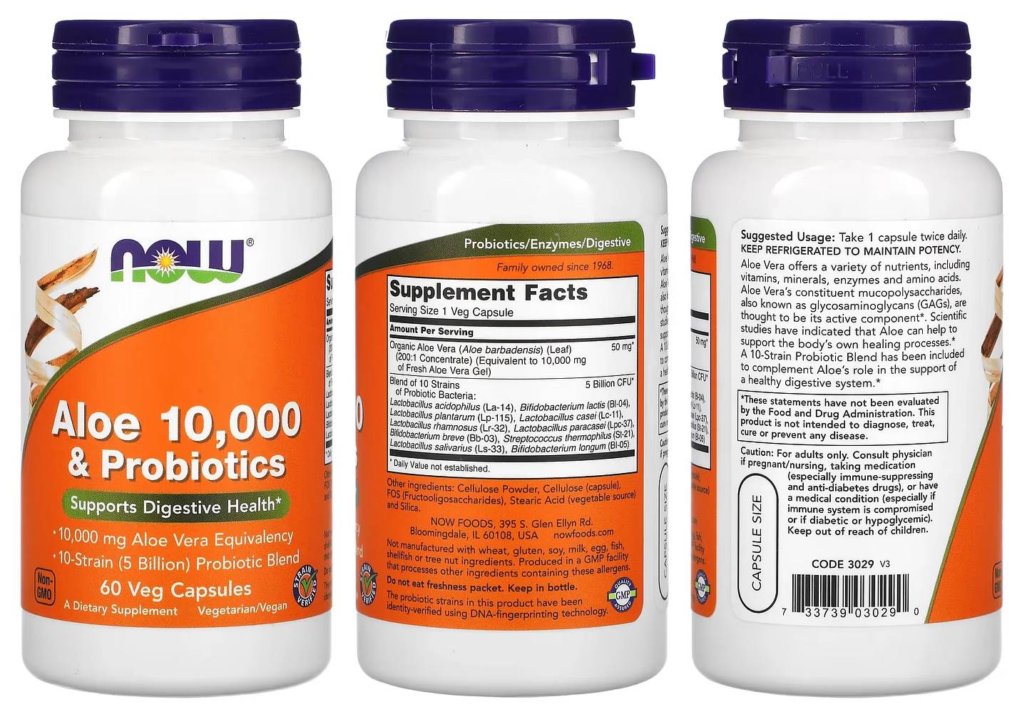 NOW Foods, Aloe 10,000 & Probiotics packaging