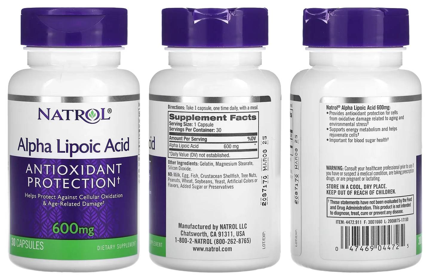 Natrol, Alpha Lipoic Acid packaging