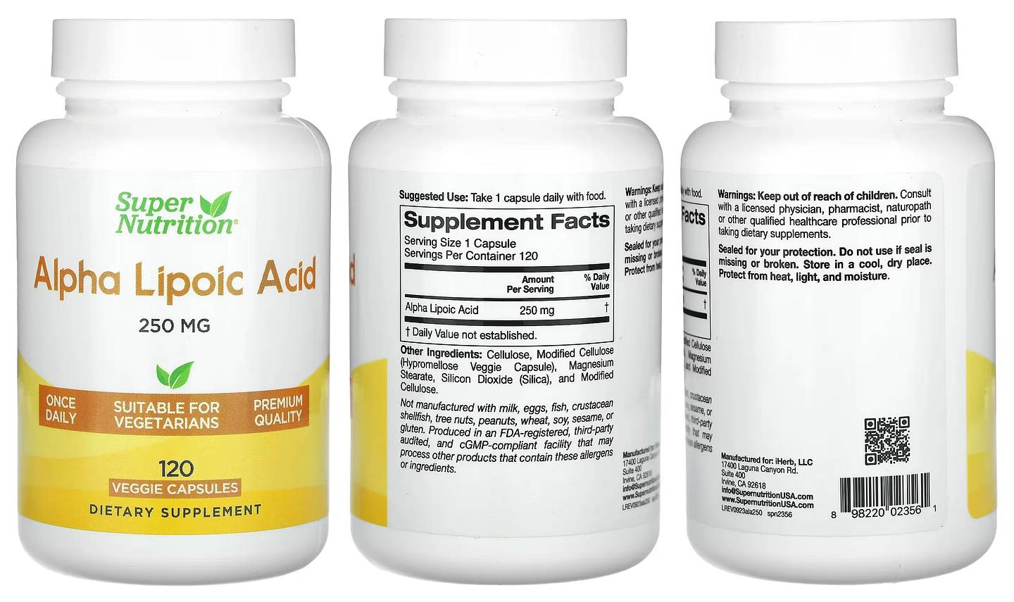 Super Nutrition, Alpha Lipoic Acid packaging