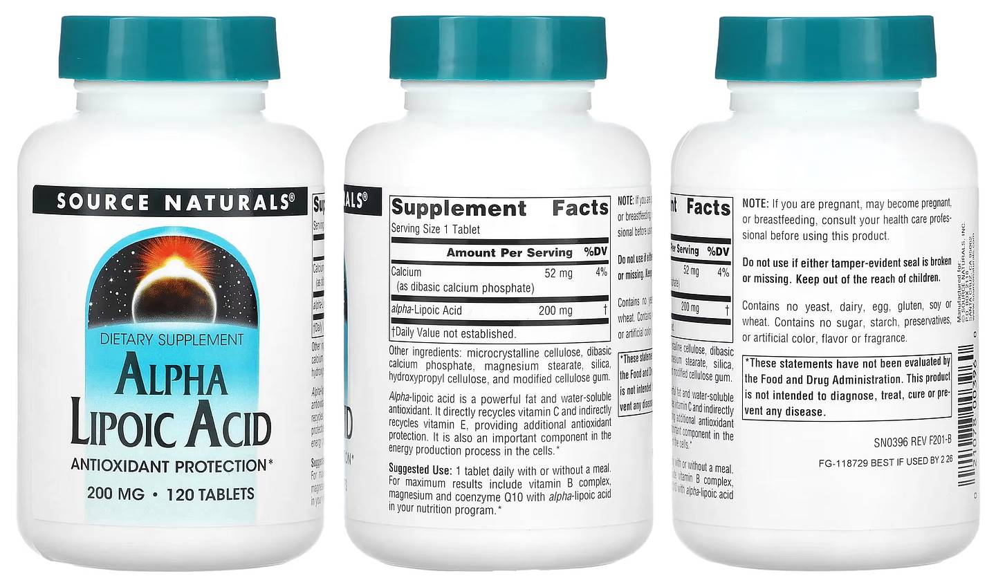 Source Naturals, Alpha Lipoic Acid packaging