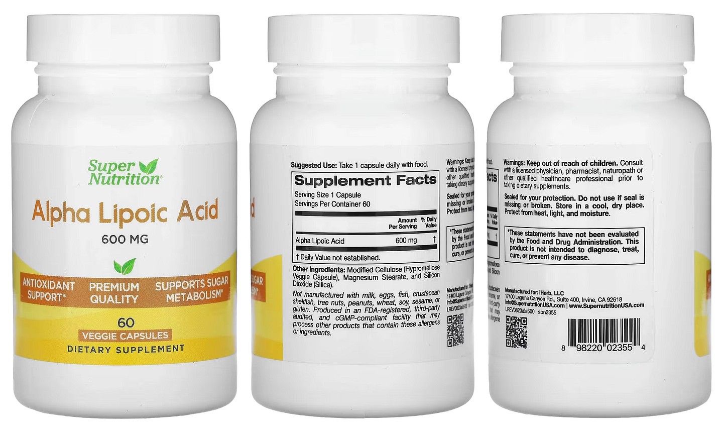 Super Nutrition, Alpha Lipoic Acid packaging
