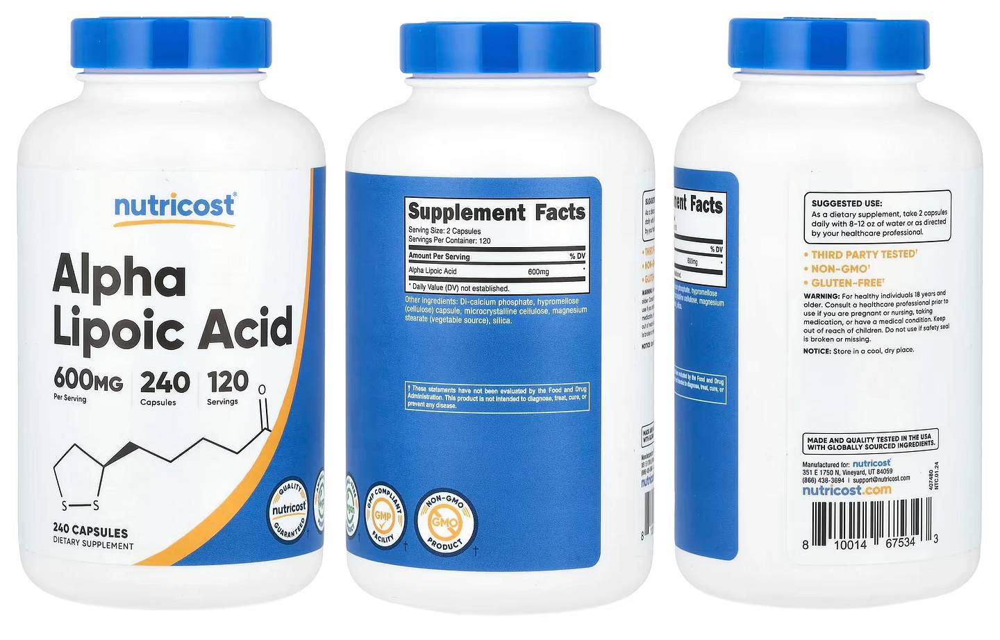 Nutricost, Alpha Lipoic Acid packaging