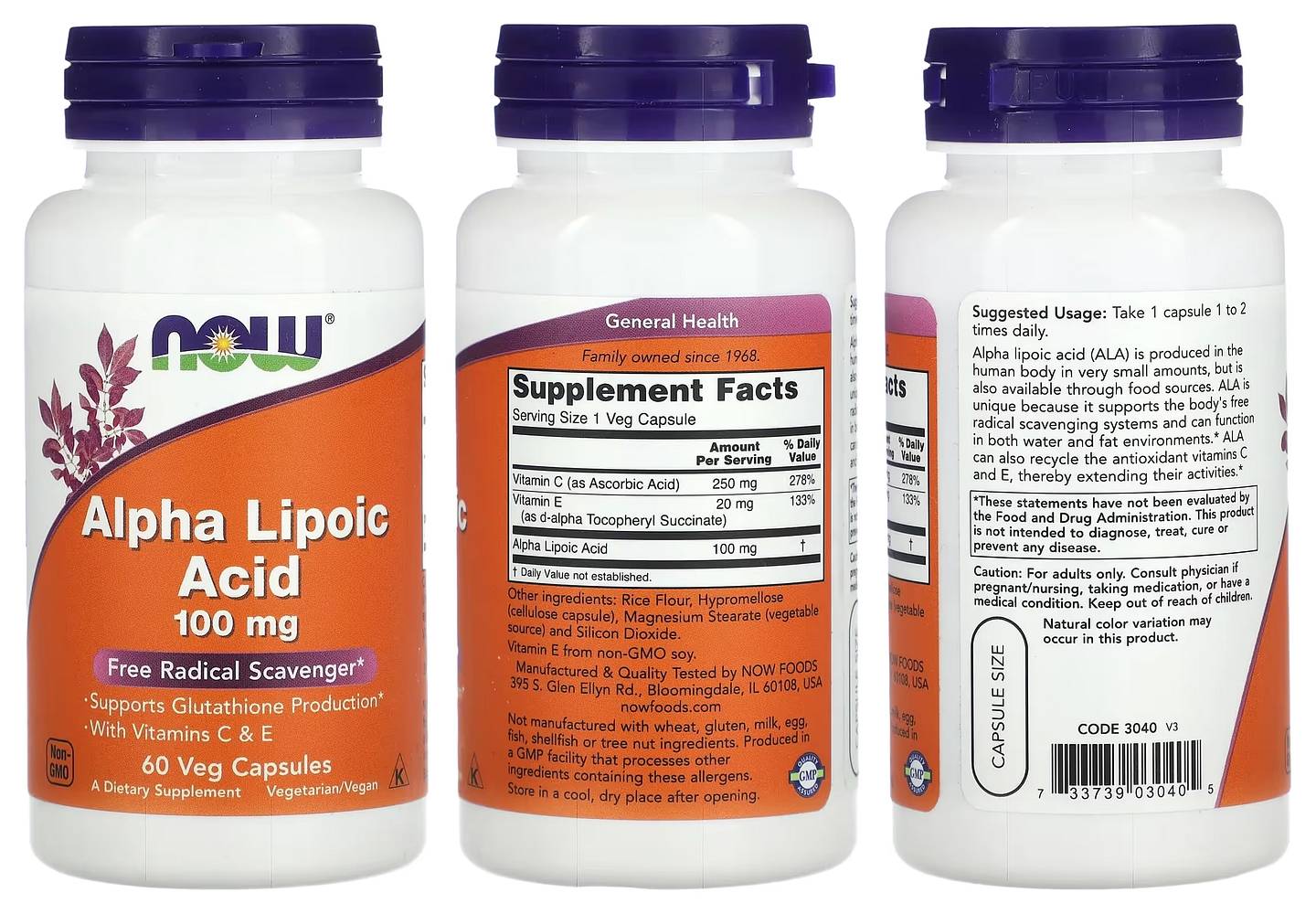 NOW Foods, Alpha Lipoic Acid packaging