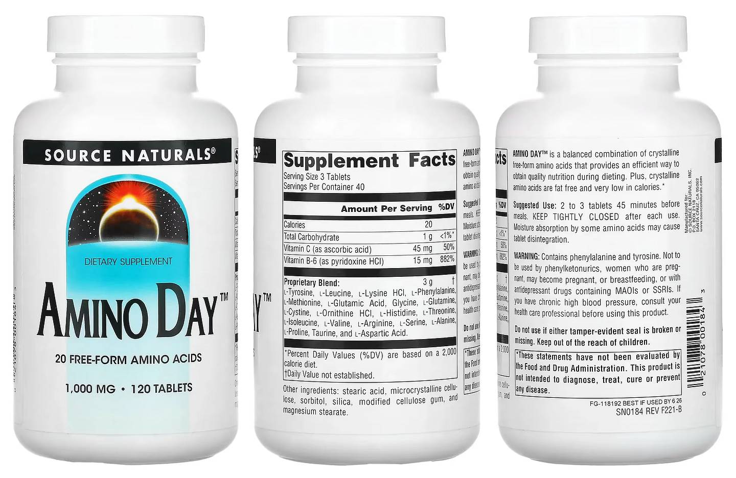 Source Naturals, Amino Day packaging