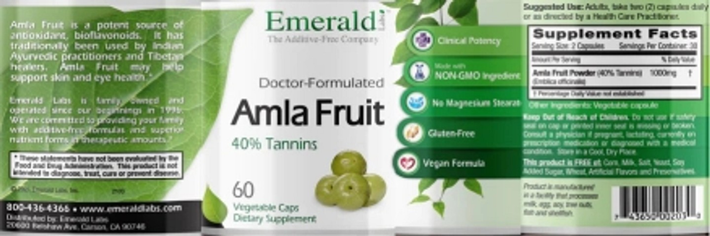Emerald Laboratories, Amla-Fruit label