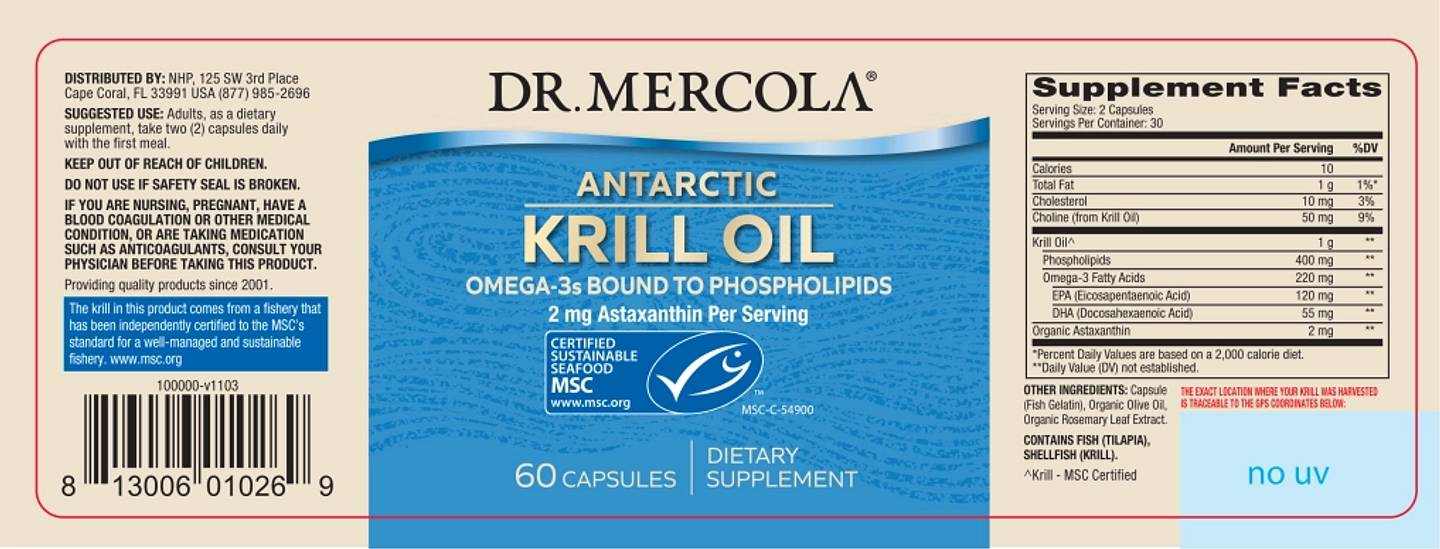 Dr. Mercola, Antarctic Krill Oil label