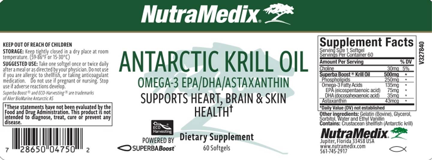 NutraMedix, Antarctic Krill Oil label