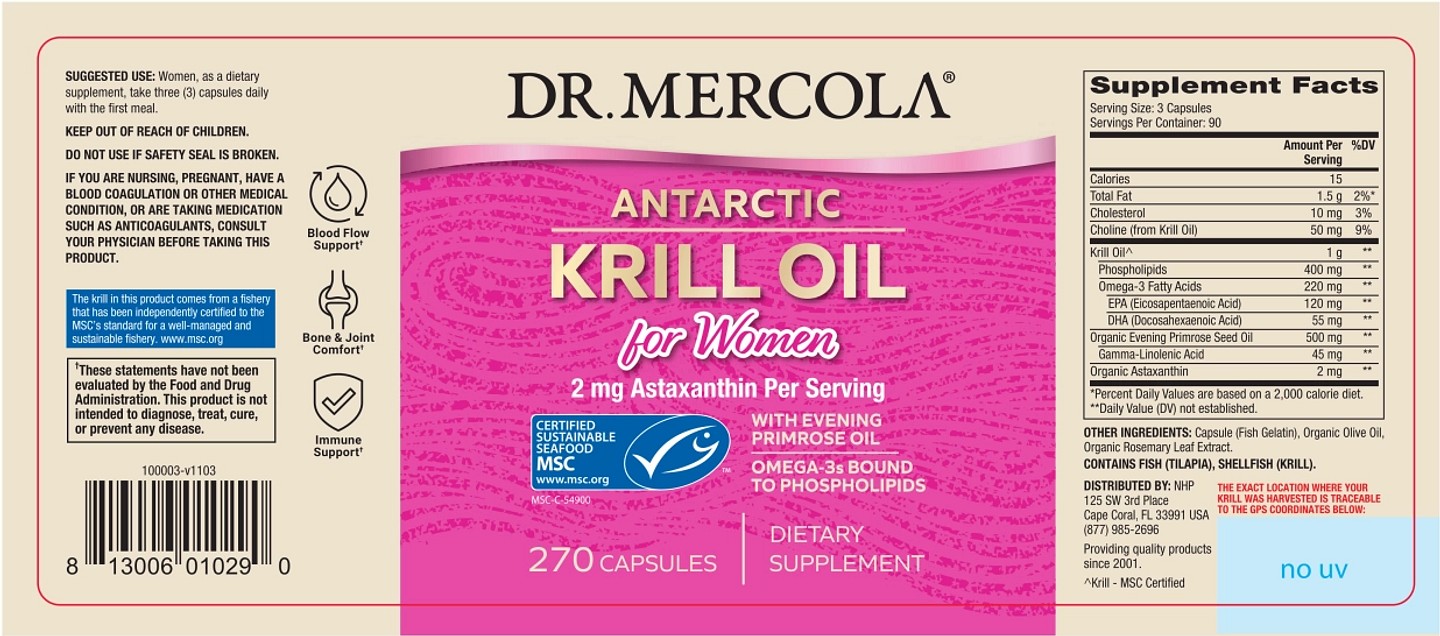 Dr. Mercola, Antarctic Krill Oil for Women label