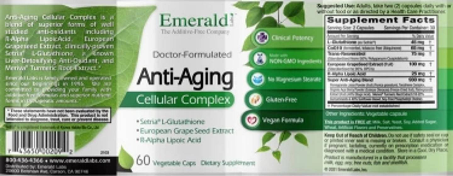 Emerald Laboratories, Anti-Aging Cellular Complex label