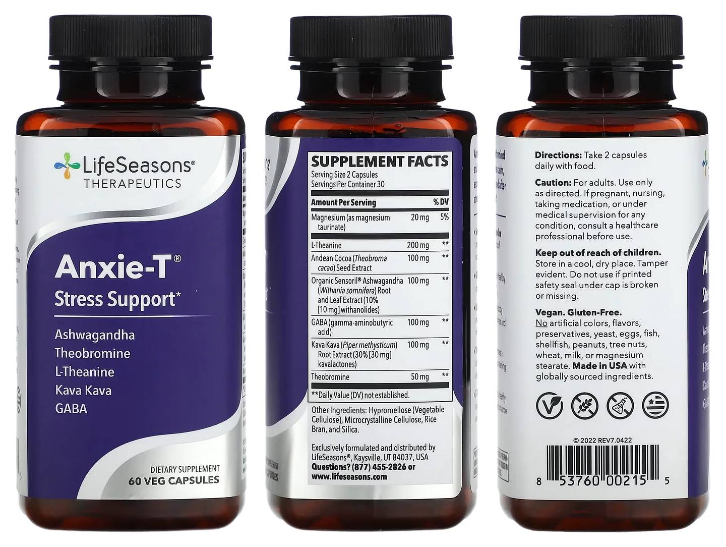 LifeSeasons, Anxie-T Stress Support packaging