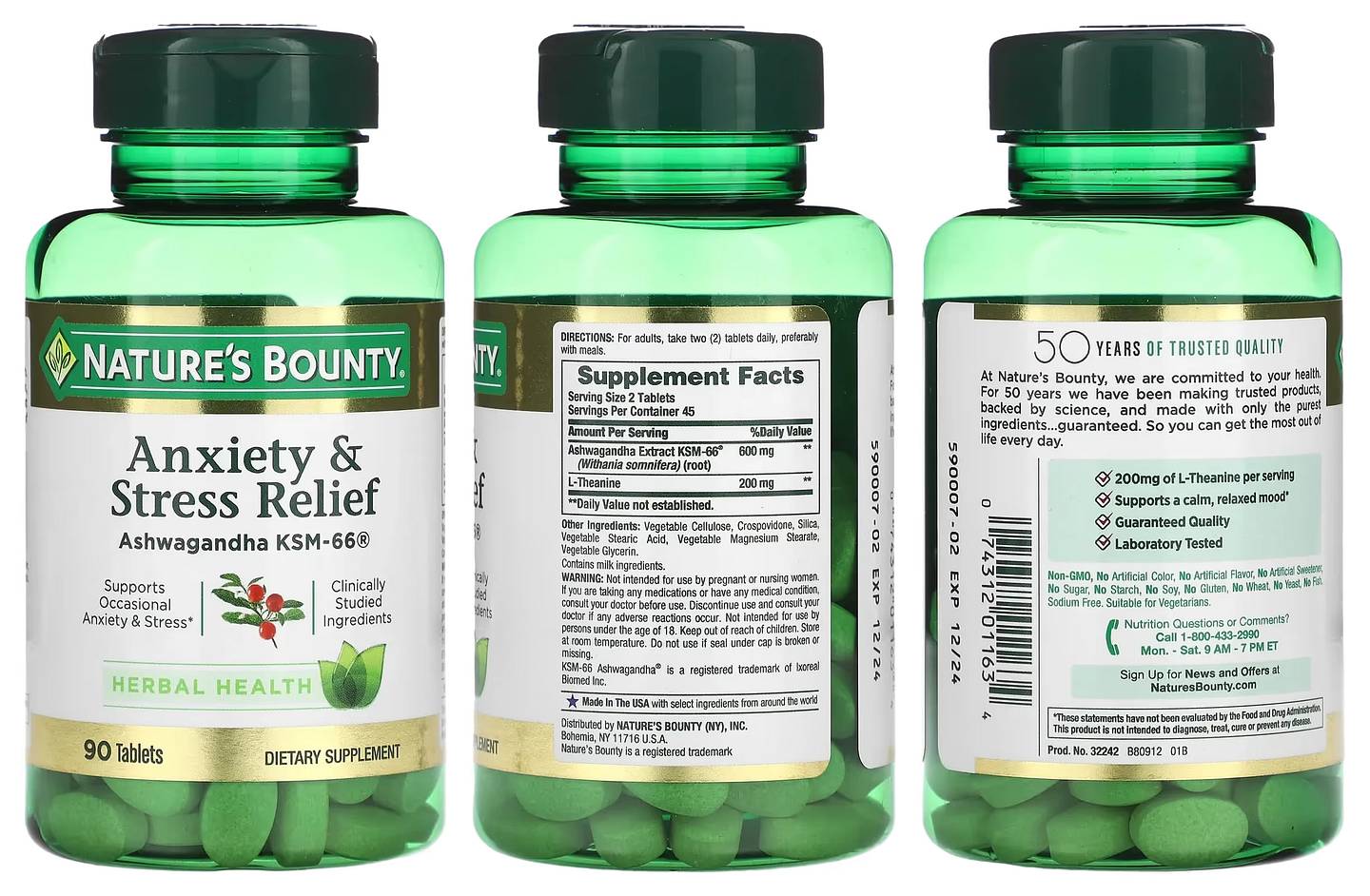 Nature's Bounty, Anxiety & Stress Relief packaging