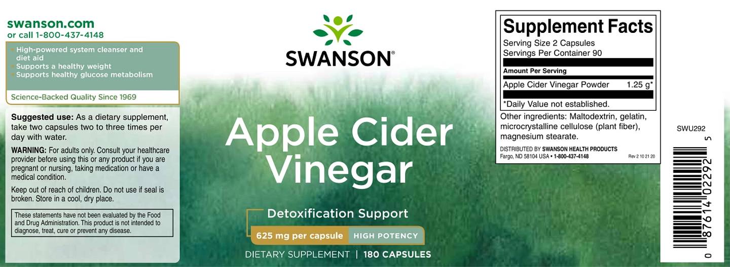 Swanson, Apple Cider Vinegar label