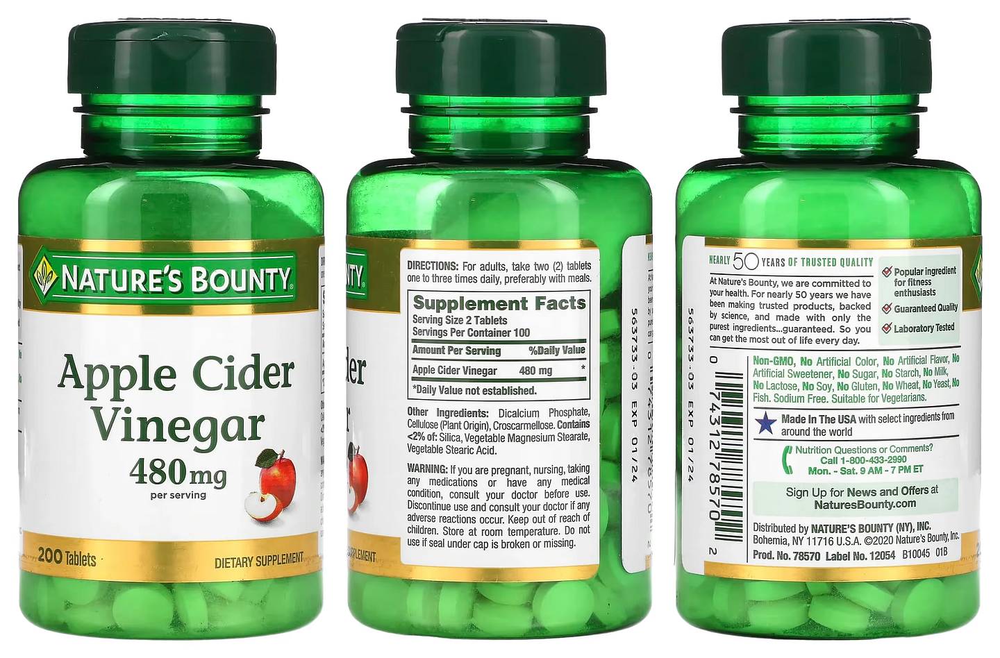 Nature's Bounty, Apple Cider Vinegar packaging