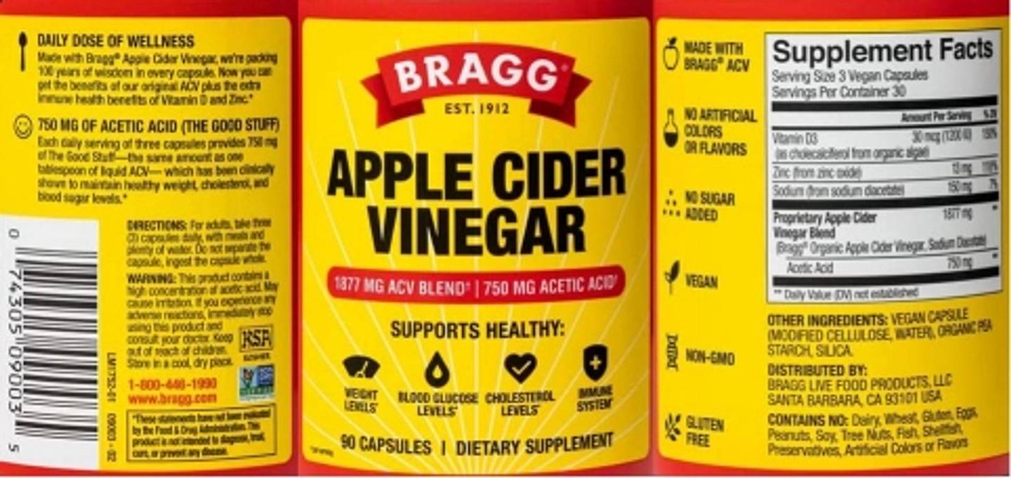 Bragg, Apple Cider Vinegar label