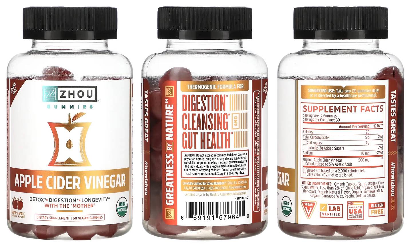 Zhou Nutrition, Apple Cider Vinegar packaging