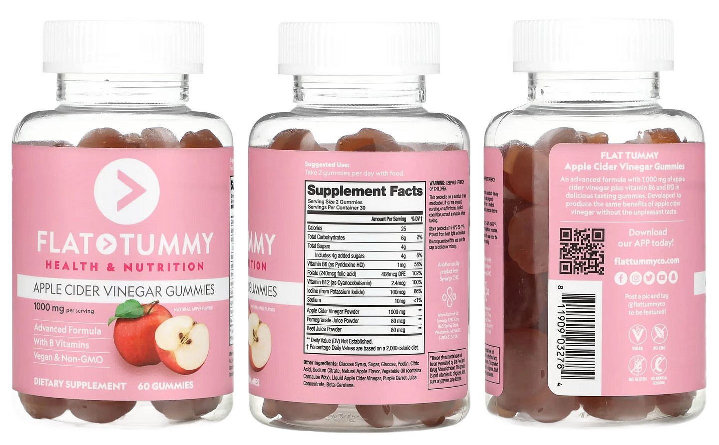 Flat Tummy, Apple Cider Vinegar Gummies packaging