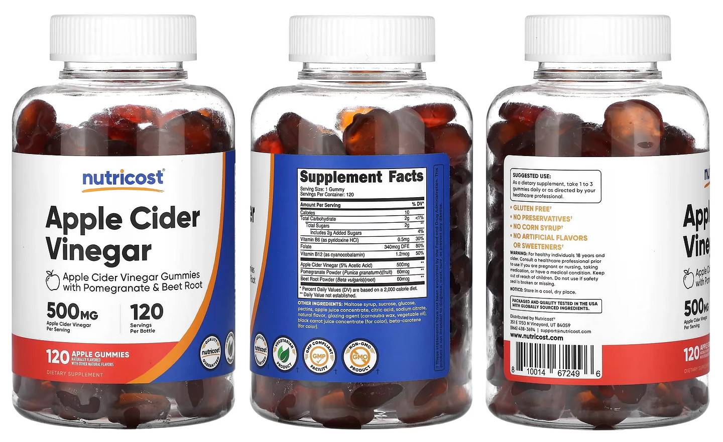 Nutricost, Apple Cider Vinegar Gummies packaging