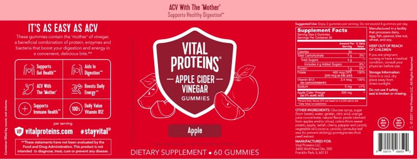 Vital Proteins, Apple Cider Vinegar Gummies label