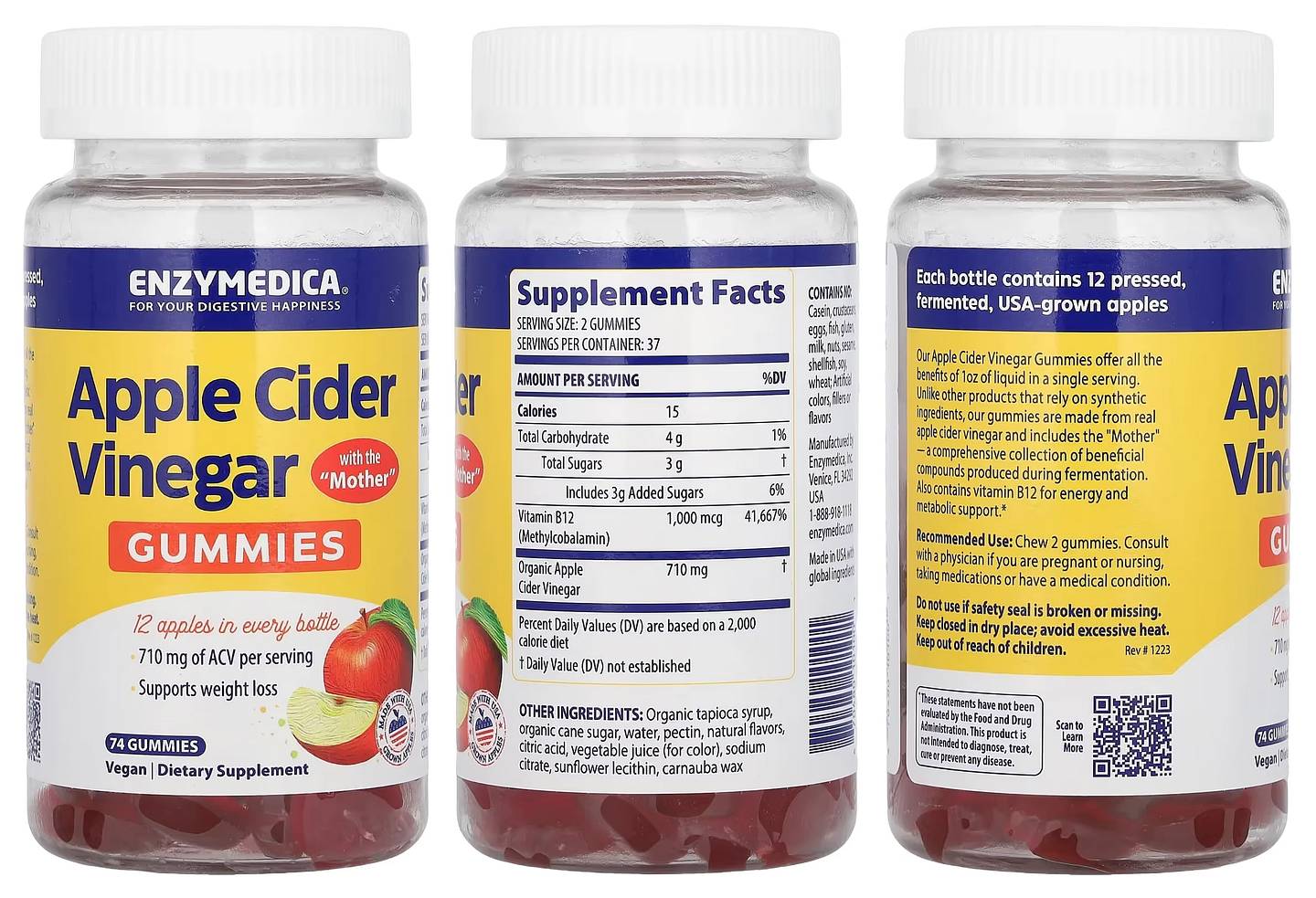 Enzymedica, Apple Cider Vinegar Gummies with the Mother packaging