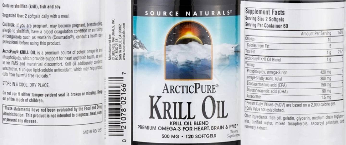 Source Naturals, ArcticPure Krill Oil label