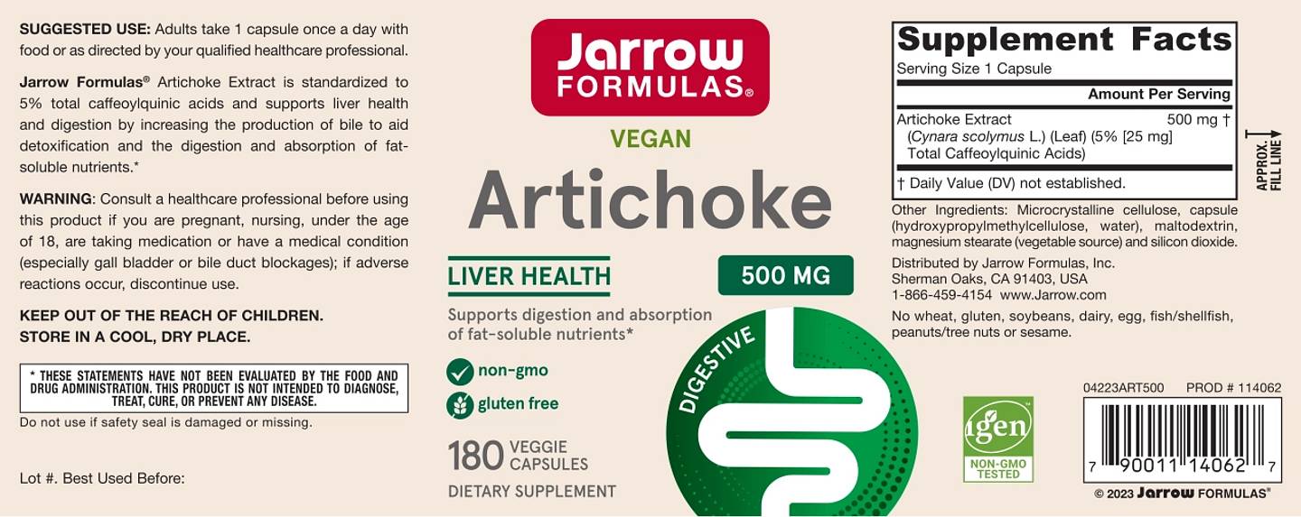 Jarrow Formulas, Artichoke label