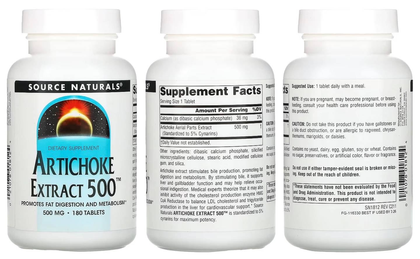 Source Naturals, Artichoke Extract 500 packaging