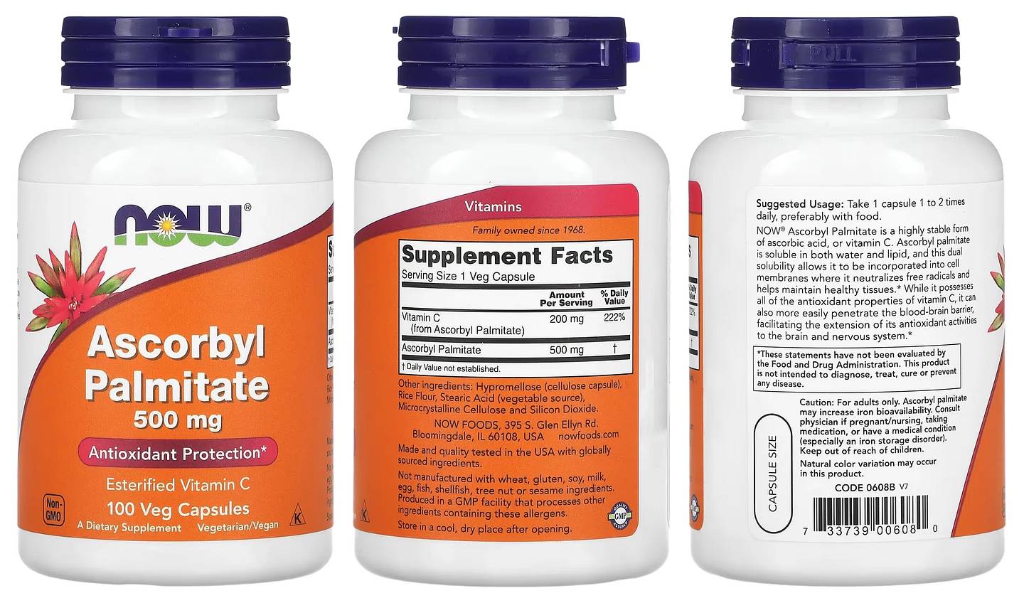 NOW Foods, Ascorbyl Palmitate packaging