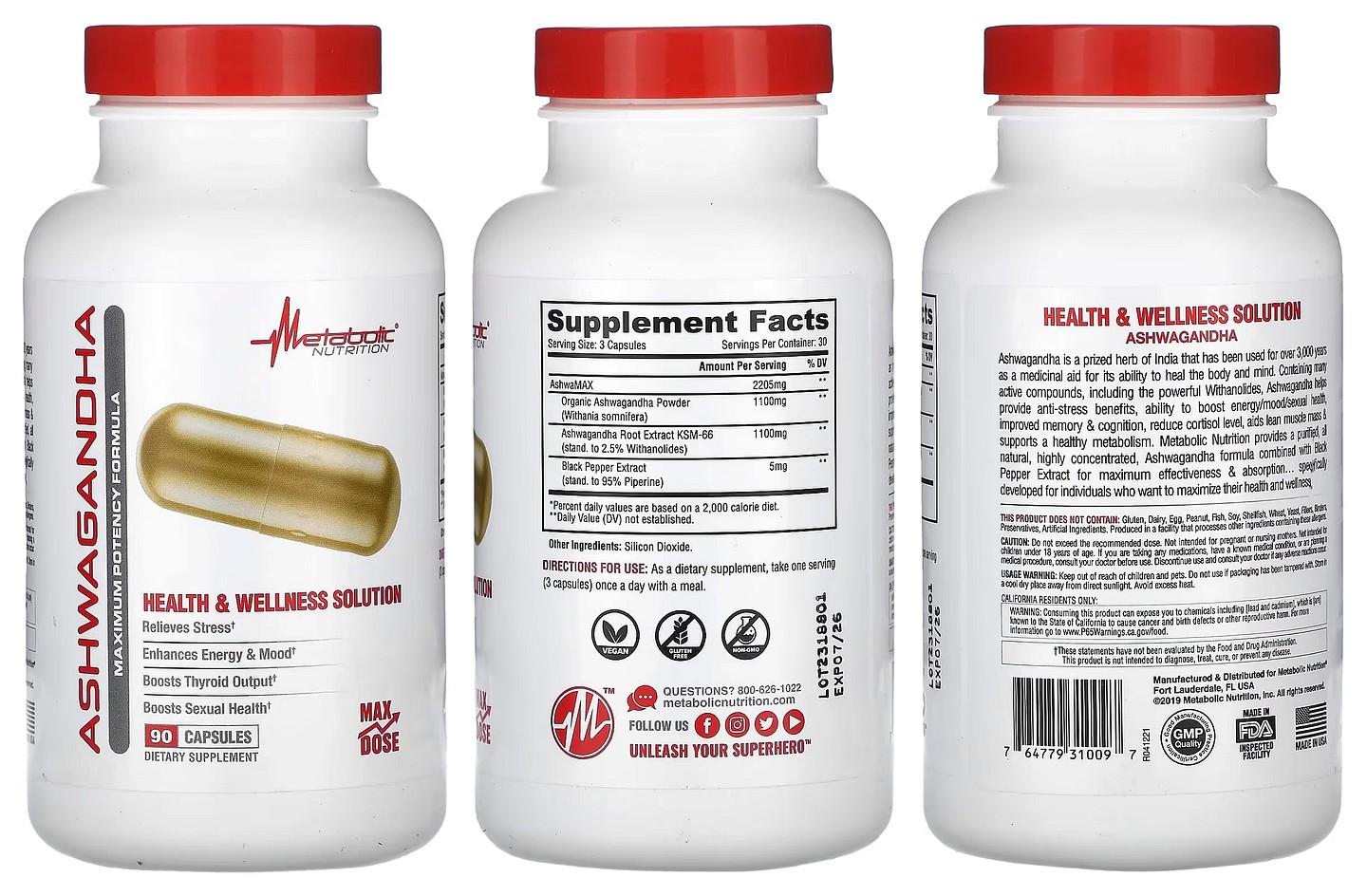 Metabolic Nutrition, Ashwagandha packaging