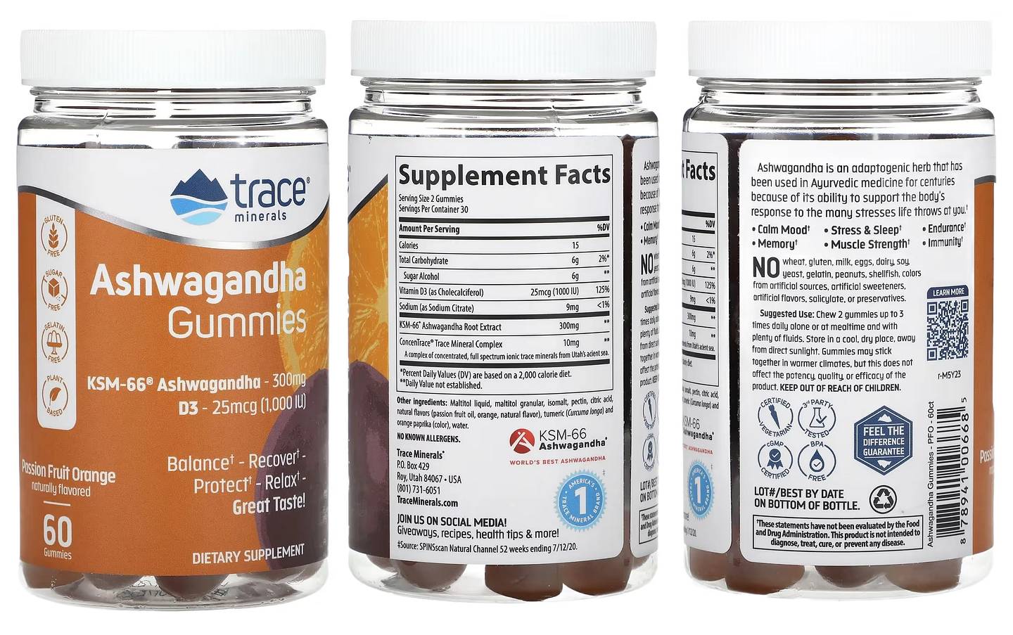 Trace Minerals, Ashwagandha Gummies packaging