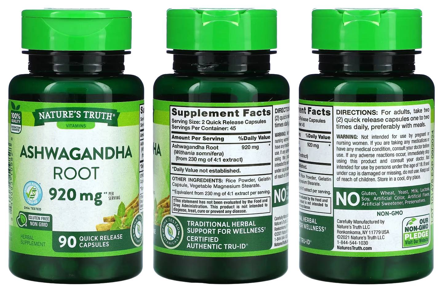 Nature's Truth, Ashwagandha Root packaging