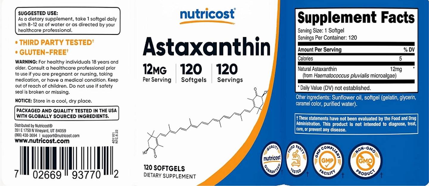 Nutricost, Astaxanthin label