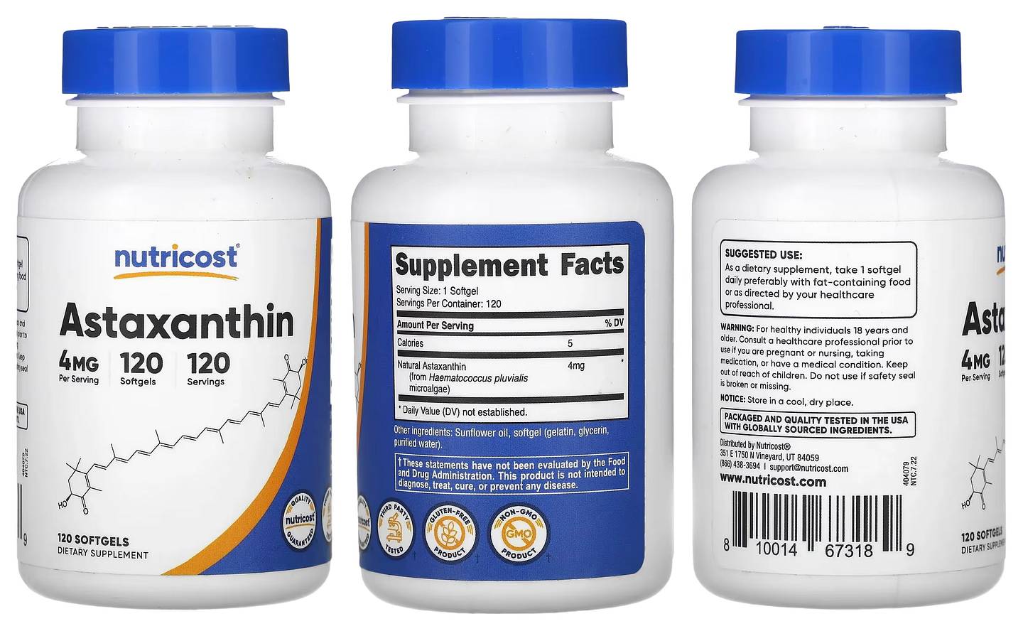 Nutricost, Astaxanthin packaging