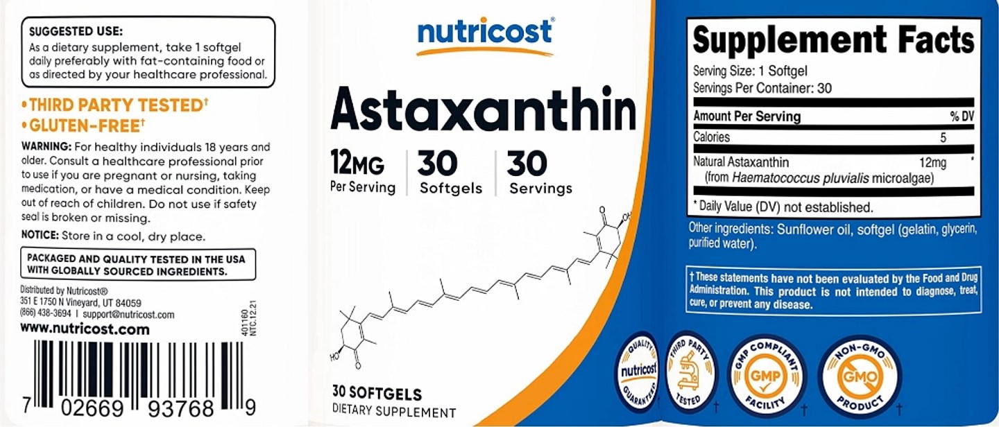 Nutricost, Astaxanthin label