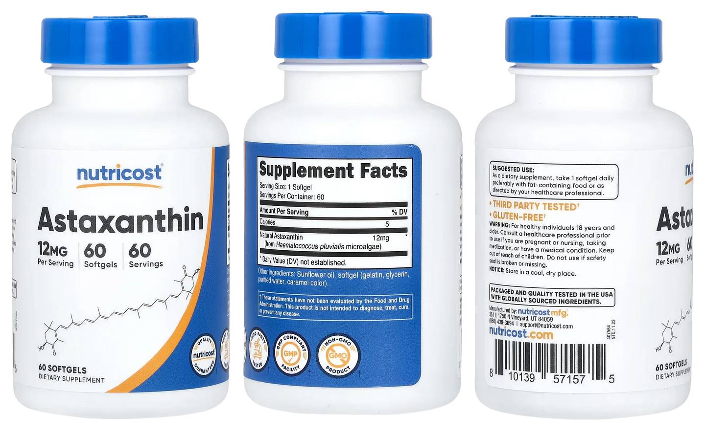 Nutricost, Astaxanthin packaging