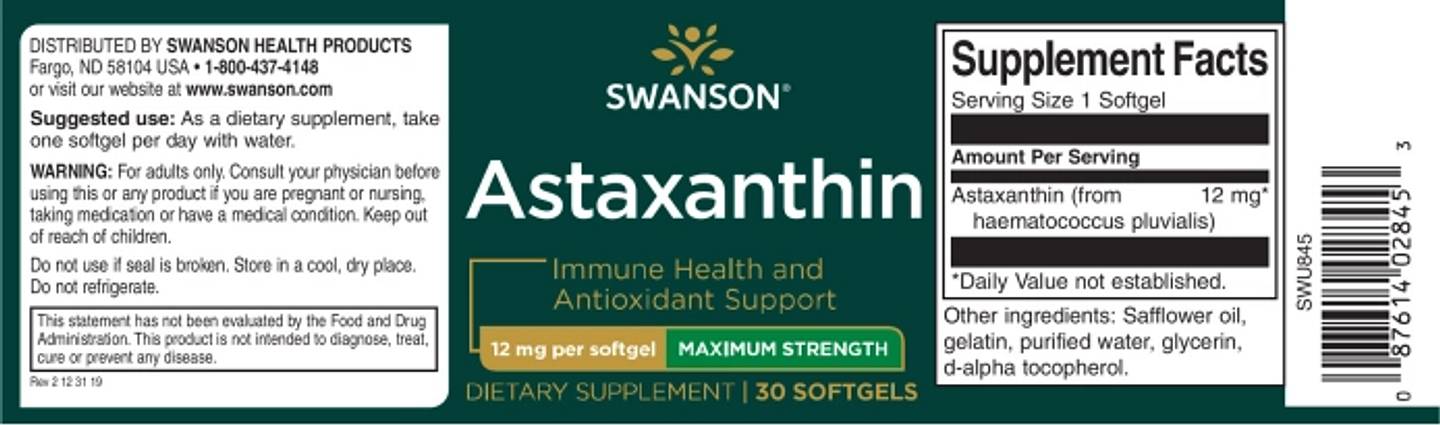 Swanson, Astaxanthin label