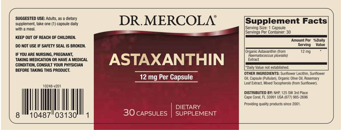 Dr. Mercola, Astaxanthin label