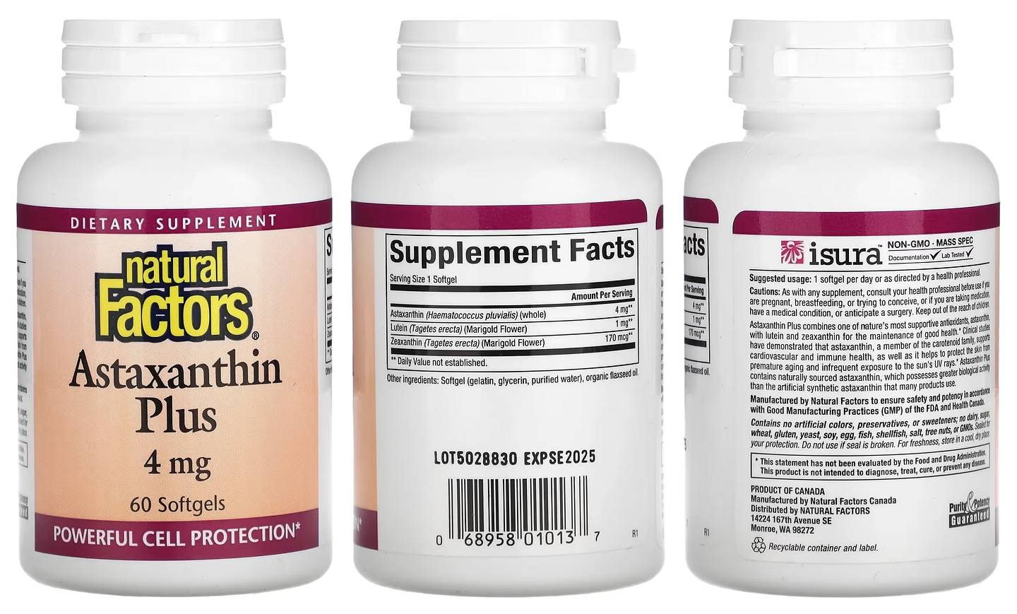 Natural Factors, Astaxanthin Plus packaging