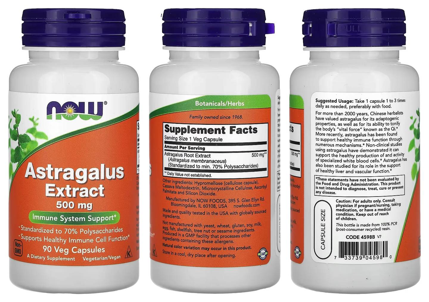 NOW Foods, Astragalus Extract packaging