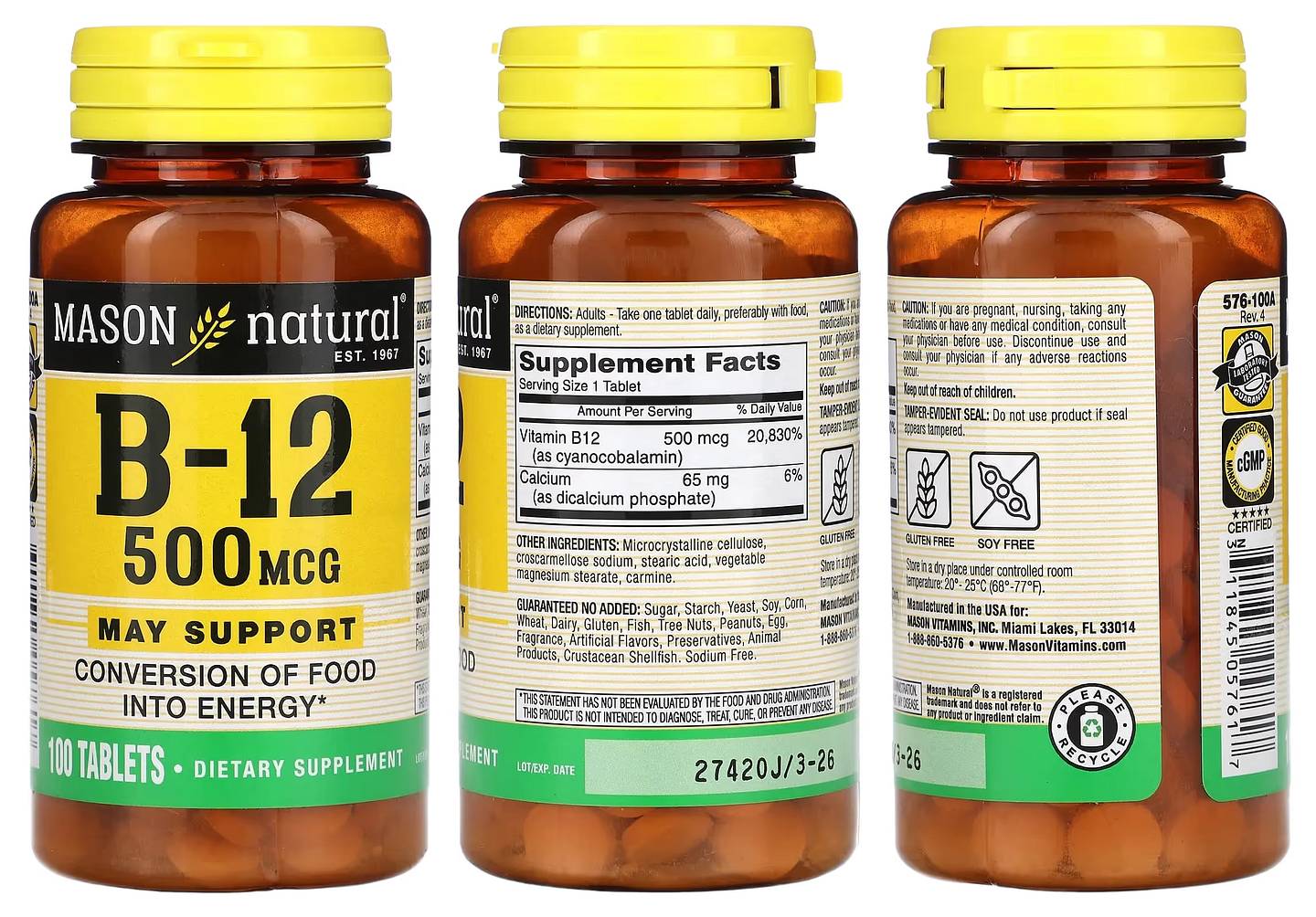 Mason Natural, B-12 packaging