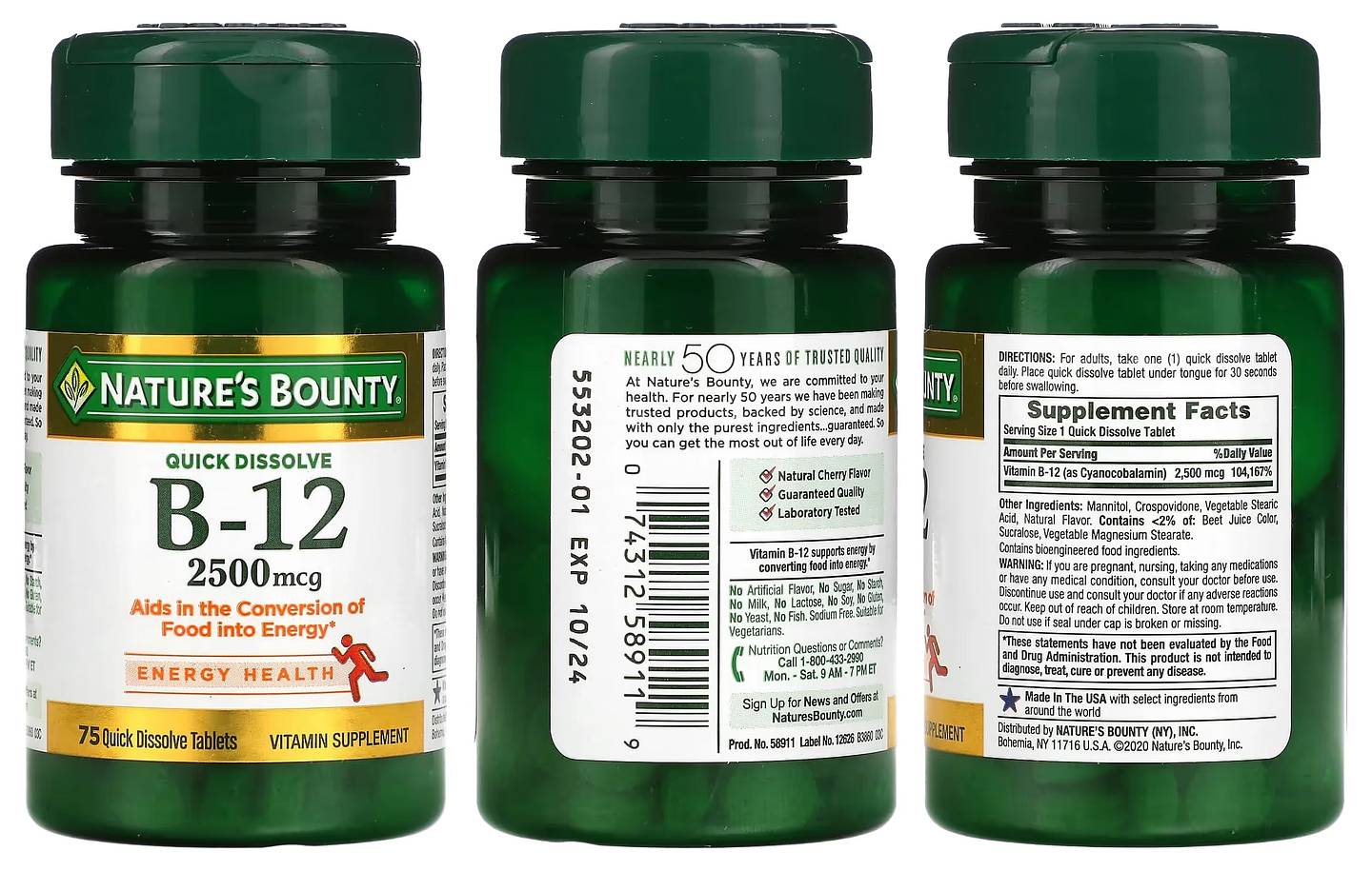 Nature's Bounty, B-12 packaging