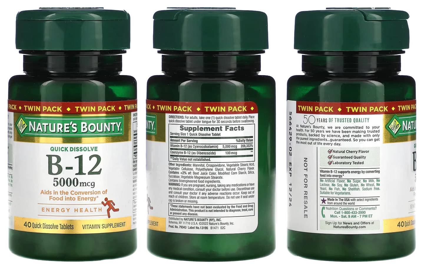 Nature's Bounty, B-12 packaging