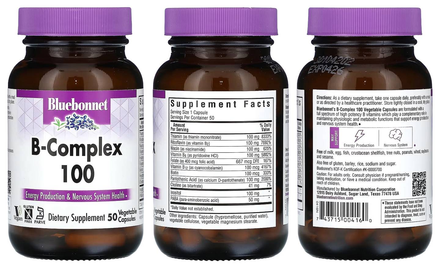 Bluebonnet Nutrition, B-Complex 100 packaging