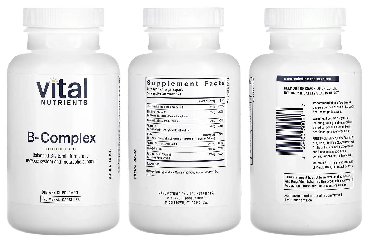 Vital Nutrients, B-Complex packaging